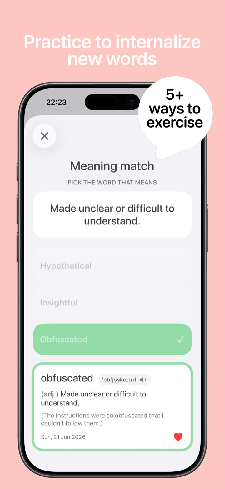 Practice to internalize new words